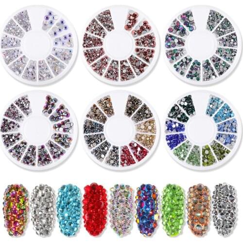 1 Box Mixed Loading Diamond Nail Glitter Nail Rhinestones Crystal DIY Nail Art Decorations Manicure Tools Accessories