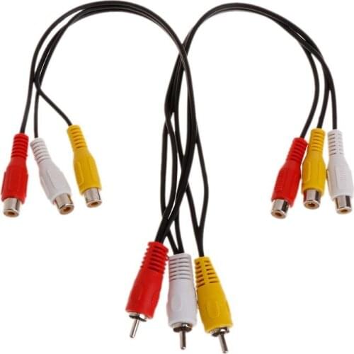 1PC 3 RCA Male Jack to 6 RCA Female Plug Splitter Video AV Adapter Cable