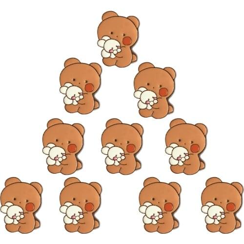 10PCS/Set Wish Pin Enamel Brooches For Women Vintage Bear Jewelry Badges Coat Shirt Accessories Pins Wholesale Christmas Gifts