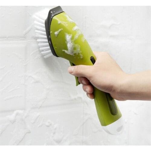 Gray Long Handle Cleaning Brush Liquid Soap Dispenser Floor Tile Cleaner Brush Kitchen Sink Scrubber Bathroom Cleaning Tools