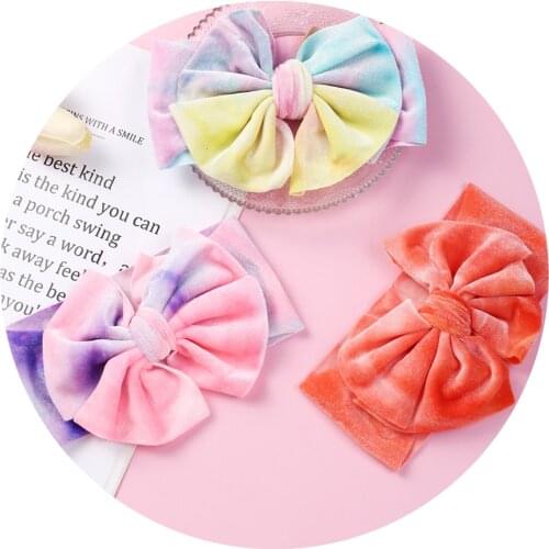 2020 Tie Dye Hair Ties Children Headband Turban Elastic bands for Weaving Velvet Nylon Headbands Newborn New Styling Accessories