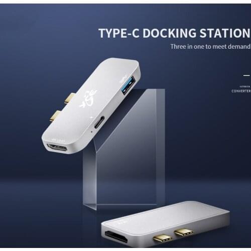 30HZ 4K/5K Resolution Dual Type-C to HDMI+USB3.0+Raiden 3 Hub Docking Station FOR MACBOOK PR02016/2017/2018 Aluminum Alloy