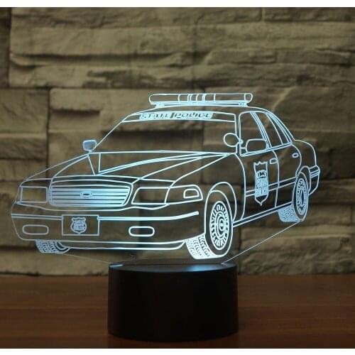 The Police Car 3D Night Light Car Lamp Usb 7 Colors Changing Remote Touch Switch LED Indoor Bedroom Lamp Party decor Lamp