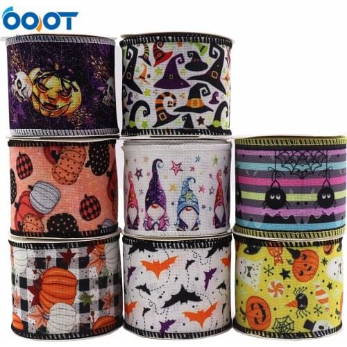 5Yards/Roll Lron Wire Edge Imitation Hemp Tacks With M-21719-1132 63MM Halloween Theme Party DIY Decoration Ribbons