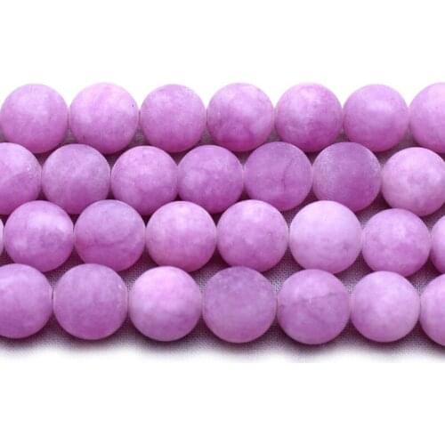 8mm Matte Natural Kunzites Stone Beads Round Chalcedony Charm Purple Spacer Stone Loose Beads for Jewelry Making Bracelet