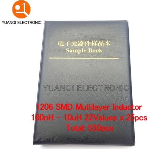 1206 SMD Multilayer Inductor Sample Book 100nH~10uH 22Valuesx25pcs=550pcs Assorted Kit