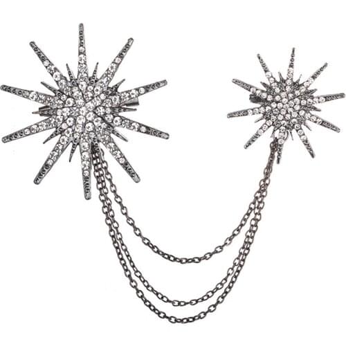 PENGBIN Shiny Rhinestone Star Brooch Collar Pin Coat Sweater Decoration Clip Women Corsage Clothing Jewelry