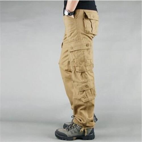 Fashion Military Style Mens Cargo Pants Casual Multi Pockets Tactical Military Pants Spring Cotton Army Trousers Men 8 Pockets