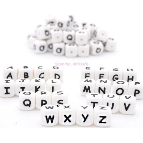 DHL 5000pcs Letter Silicone Beads Baby Teether Beads Chewing Alphabet Bead For Personalized Name DIY Teething Necklace 12mm