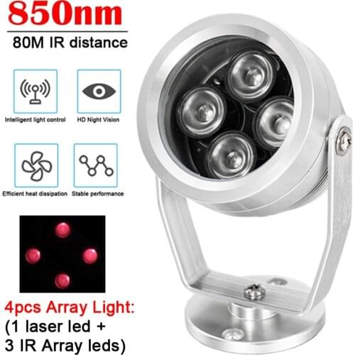 CCTV LEDS 4pcs Infrared (1 Laser Led + 3 IR Array Leds) Fill Light 850nm Outdoor Waterproof Night Vision Camera Auxiliary Light