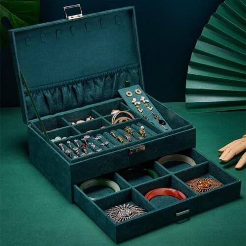 Wooden Velvet Retro Style Jewelry Storage Box Watch Brooch Display Organizer