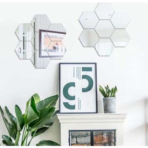 Geometric Hexagon 3D Acrylic Mirror Decorative Sticker Art Wall TV Background Wall Stickers Home Decor Living Room Muraux