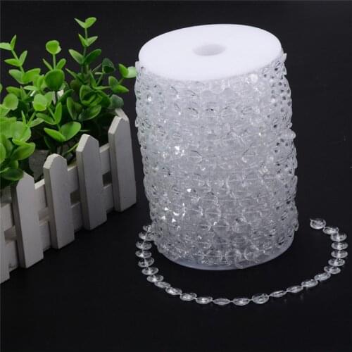HAOCHU 5M 10mm DIY Garland Diamond Acrylic Crystal Beads Strand Wedding Centerpiece Decoration DIY Party Tree Decor Octagonal