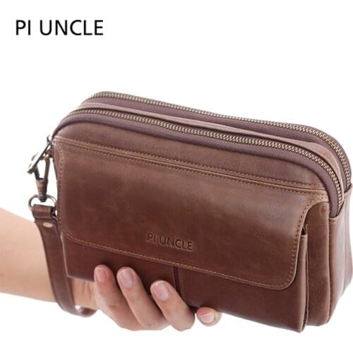 Mens Passport / Phone Clip Wallet Mens Large Capacity Certificate Bag Hand Bag Mens Leather Long Wallet Brand Mens Business