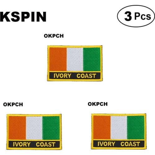 Ivory Coast Rectangular Shape Flag patches embroidered flag patches national flag patches for clothing DIY Decoration