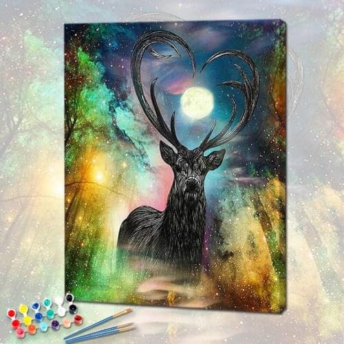 SDOYUNO Oil Painting By Numbers For Adults Animals 60x75cm DIY Paint By Numbers On Canvas Deer Frameless Home Decor Wall Art
