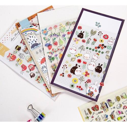 Kawaii Cartoon Gilding paper pvc Stickers DIY Diary Scrapbook Notebook Album Cup Phone Decor Sticker Stationery School Supplies