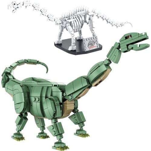 Jurassic Brontosaurus Dinosaur And Fossil Model Dragon Bricks Building Blocks Toys for Children Jurassic Boy Kids Gifts 731Pcs