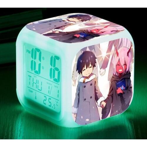 The Fashion Girl Animation LED 7 Color Flash Digital Alarm Clock Children Night Light Bedroom Clock Reloj Despertador