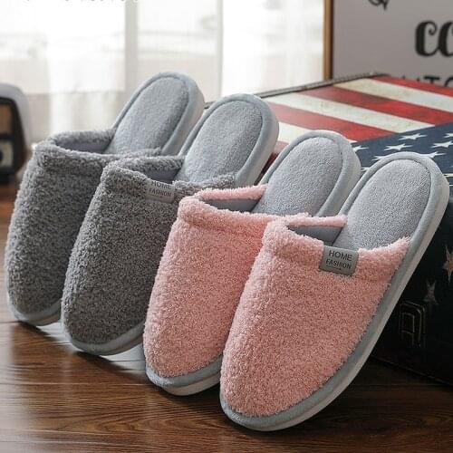 2021 Men Winte Slippers Short plush warm winter slippers for man Indoor home plus size mens shoes Couple 2021 New