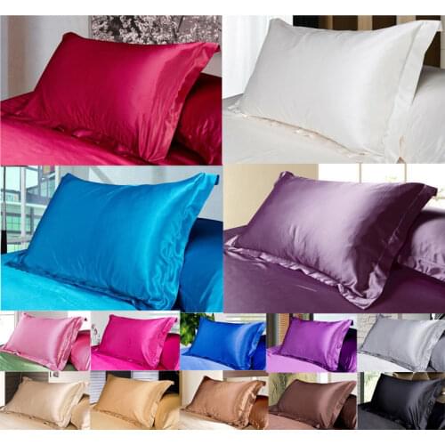 1pc solid colour satin pillowcase silk imitation 48*74cm