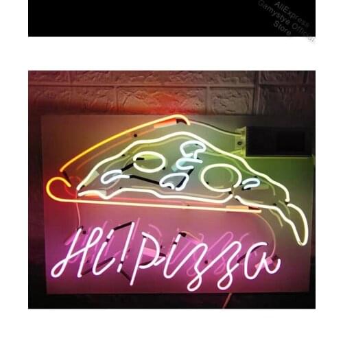 Neon Sign For hi pizza Lamp real glass tubes resterant decorate light room icons light enseigne lumineuse zipp lighter neon lamp