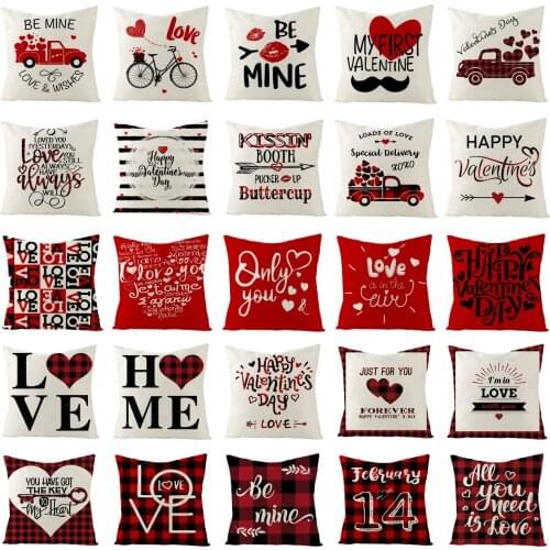 2021 New Linen Lover Pillows Case Creative Nordic Simple Red Tartan Letters Cushion Cases Decorative Sofa Couch Throw Pillows