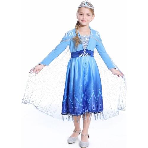 New frozen 2 Anna Elsa Princess Dress Girls Set Christmas Birthday Costumes Princess Dress For Kids