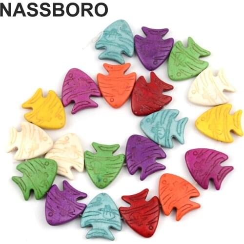 New 23x26mm Colorful Big Fish Natural Stone Beads Loose Spacer Beads for Jewelry Making Necklace Bracelet Wholesale DIY/Handmade