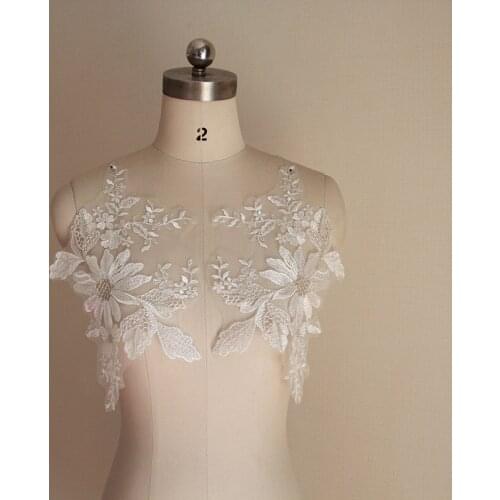 New forest silver Embroidery Lace Applique Flower Bridal headdress DIY material wedding Applique