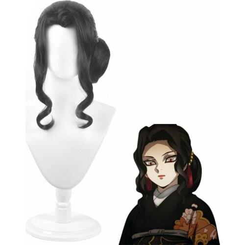 High Quality Cosplay Anime Demon Slayer Curly Wig Dance Tsuji No Miserable Cos Wig Female Cosplay Props Long Wig for Unisex