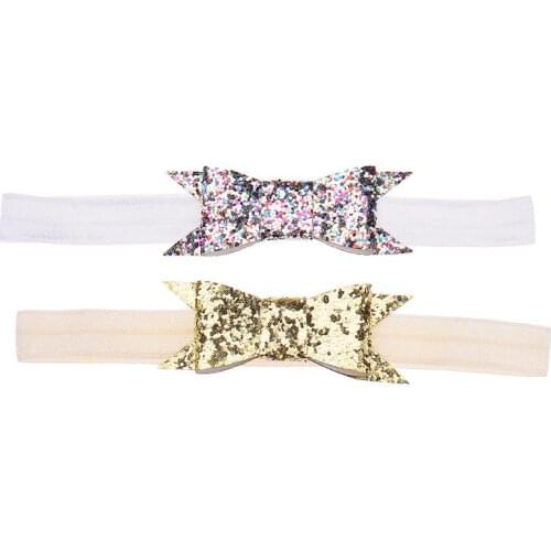 Newborn Toddler Headband Ribbon Elastic Baby Headdress Hair Accessories Hair Bands With Glowing Bow Tie For Girls