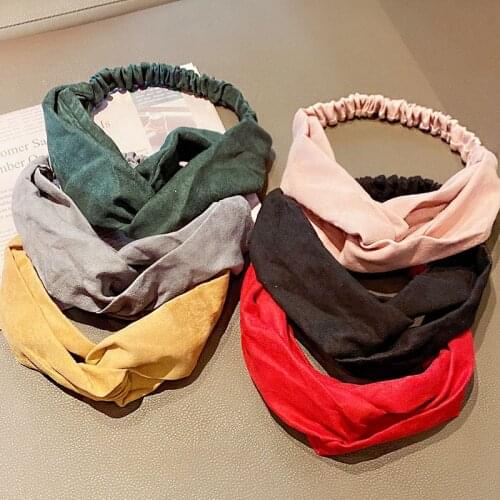 Women Girls Elegant Solid Soft Suede Simple Elastic Hairbands Sweet Headband Turban Hair Band Bandanas Fashion Hair Accessories