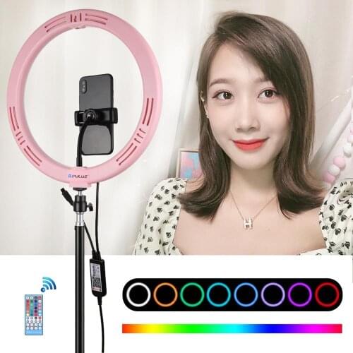 PULUZ 11.8 " 30cm RGB Dimmable LED Dual Color Temperature LED Curved Diffuse Light Ring Vlogging Selfie Photography Video Light