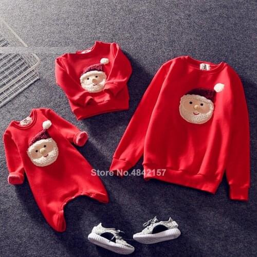 2021 Christmas Sweater Family Costumes Cute Santa Clothes New Year Pullover Reindeer Matching Thicken Warm Family Look Outfits