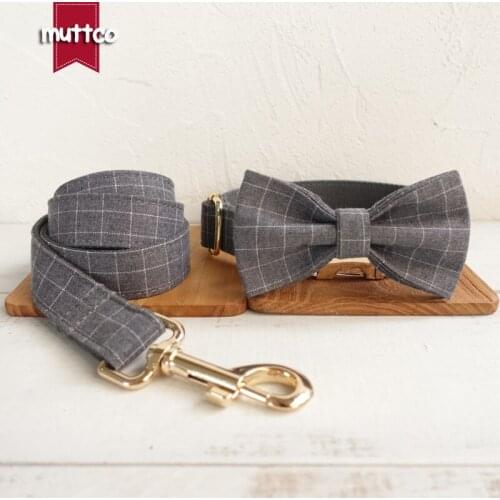 MUTTCO retailing pretty gray plaid collar handmade for dog THE SUIT PLAID 5 sizes pleasing dog collars UDC001J