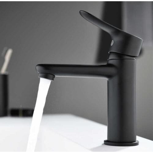 Bathroom sink tap single black handle faucet from the hot deck basin and cold mixing faucets