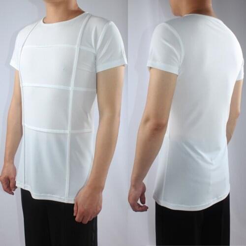 Latin Tops Men White Short Sleeve Dance Clothing Adult Male Chacha Rumba Professional Performance Black Latin Dance Wear VDB643