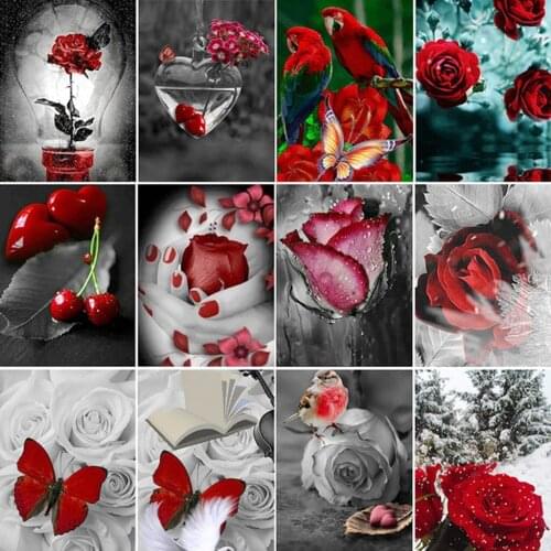 UoneNew Diamond Painting DIY Cross Stitch Flowers Rose MosaicVase Embroidery Rhinestone Kids Adult Home Office DecorMystery Gift