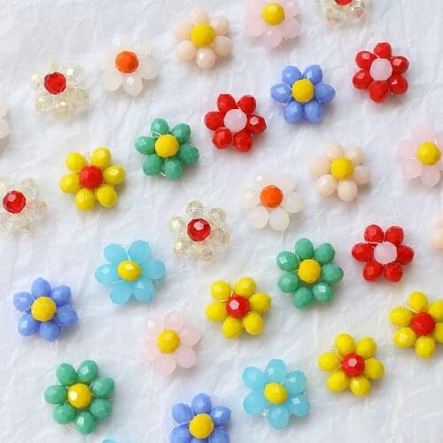 Spring and summer hit color small flowers woven crystal beaded accessories diy handmade jewelry earrings material