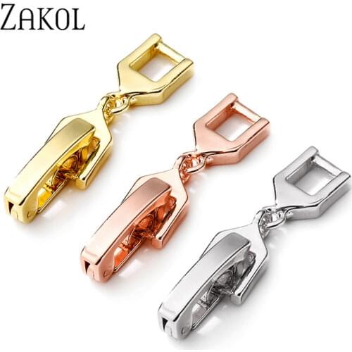 ZAKOL Three Colors 2 Designs Extenders for Bracelet or Necklace with White Yellow Rose Gold Color