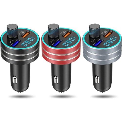 USB Car Charger Quick Charge3.0 Dual USB Mobile Car Phone Charger With Wireless Bluetooth 5.0 FM Transmitter Handfree MP3 Player