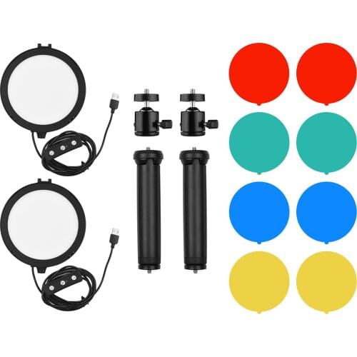 1/2/3pcs Andoer 6 Inch LED Video Light 5600K USB LED Fill Light Cold Shoe+ Desktop Tripod+ Metal Ballhead+Color Filters