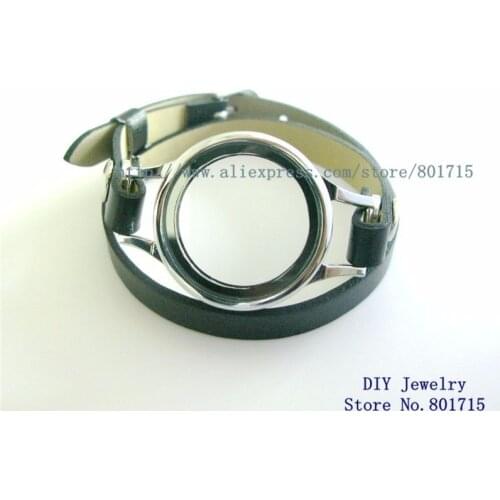 10pcs copy stainless steel Magnetic Wrap living Bracelet Locket with Heirloom Face with Leather Wrap Locket Bracelet