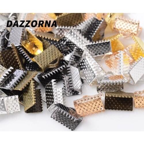 100Pcs Crimp Beads Cove Clasps Cord End Caps String Ribbon Leather Clip Foldover Connectors Supplies For DIY Jewelry Making