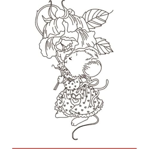 10x8 Bear cub holding flowers Transparent Clear Silicone Stamp Seal for DIY scrapbooking photo album Decorative clear stamp