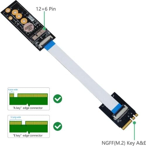 BCM94360CD/BCM94360CS2/BCM943224PCIEBT2 Card To M.2 Key A/E Cable For Mac OS and and Hackintosh