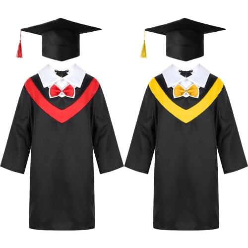 Kids Boys Girls Preschool Primary School Graduation Gown with Tassel Cap for Kids Students Role Play Costume Dress up Outfits