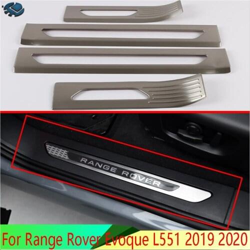 For Range Rover Evoque L551 2019 2020 Stainless Steel Inner Inside Door Sill Panel Scuff Plate Kick Step Trim Cover Protector
