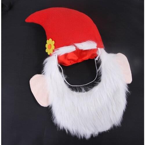 Pet Cat Dog Cosplay Bearded Christmas Hat Santa Claus Cap Xmas Pet Beard Santa Hat New Year Party Decor Supplies